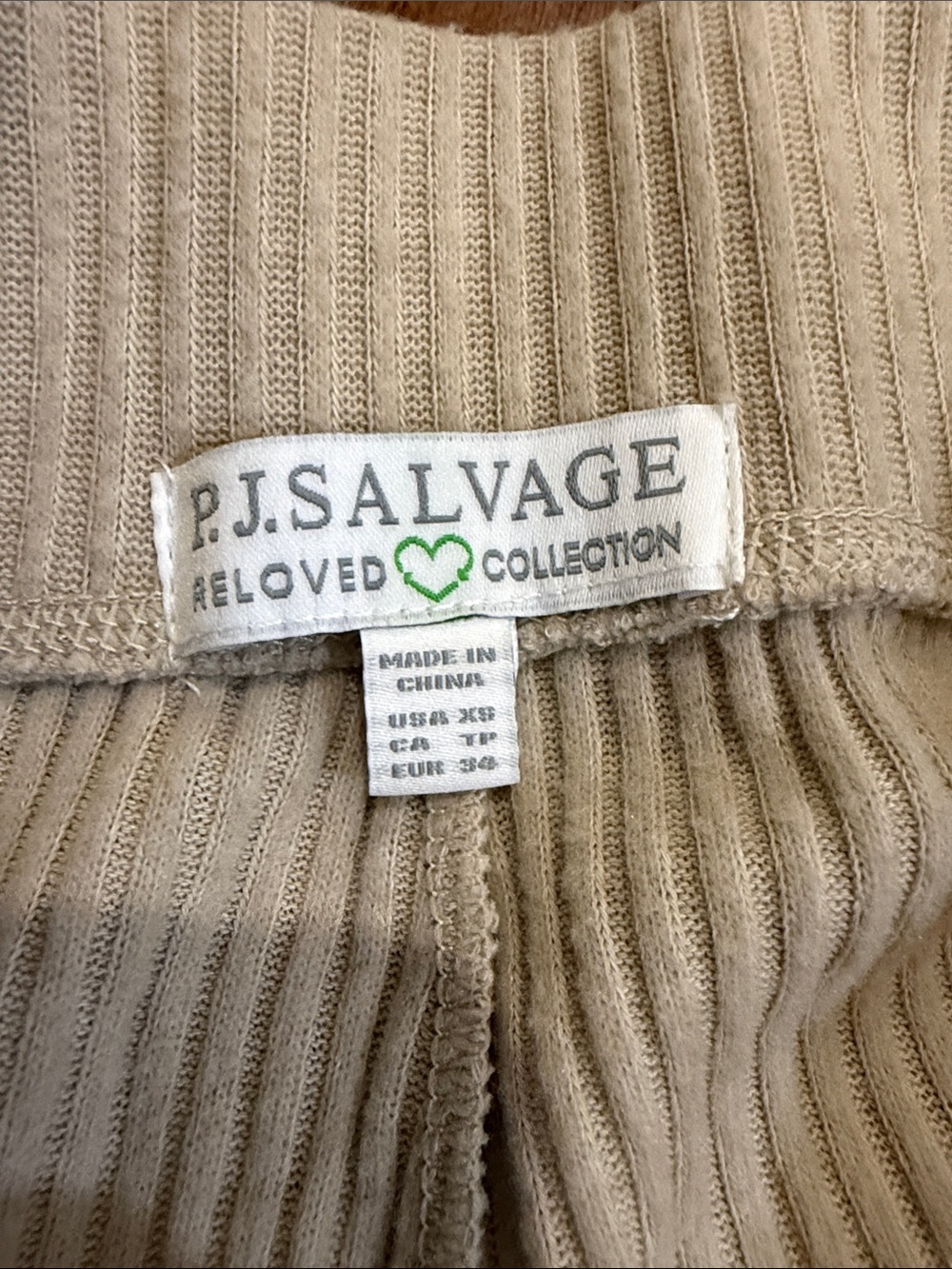 P.J. Salvage Cream Ribbed Knit Bootcut Flutter Hem Loungewear Pants XS - Picture 4 of 7